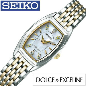 セイコー 腕時計 SEIKO時計 SEIKO 時計 ドルチェ&エクセリーヌ DOLCE&EXCELINE レディース ホワイト SWCQ089 正規品 電池交換不要 ソーラー 防水 シルバー ゴールド クリスタル ストーン プレゼント ク