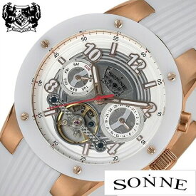 ゾンネ腕時計 SONNE時計 SONNE 腕時計 ゾンネ 時計 ハオリ HAORI PRODUCED メンズ ホワイト H017PG-WH 正規品 新作 人気 流行 防水 機械式 自動巻き スケルトン ラバー ベルト ピンクゴールド おしゃれ ブランド 誕生日 新生活 プレゼント ギフト 2024 旅行 入学 卒業