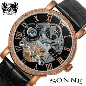 ゾンネ腕時計 SONNE時計 SONNE 腕時計 ゾンネ 時計 H013 メンズ ブラック H013PGZ-BK 正規品 定番 人気 ブランド ファッション シースルー おしゃれ クリスタル クリア 機械式 自動巻き レザー 革 誕生日 新生活 プレゼント ギフト 2024 観光 旅行 遠足 入学 卒業