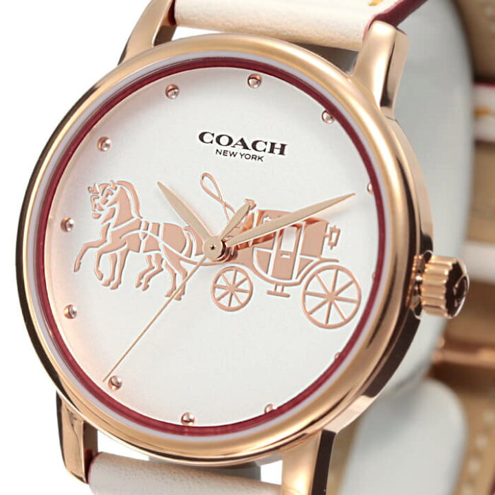楽天市場 当日出荷 コーチ腕時計 Coach時計 Coach 腕時計 コーチ 時計 グランド Grand レディース ホワイト 白 Co 人気 ブランド オシャレ シンプル 可愛い かわいい カジュアル フォーマル 上品 おすすめ ストーン レザー 革ベルト プレゼント ギフト