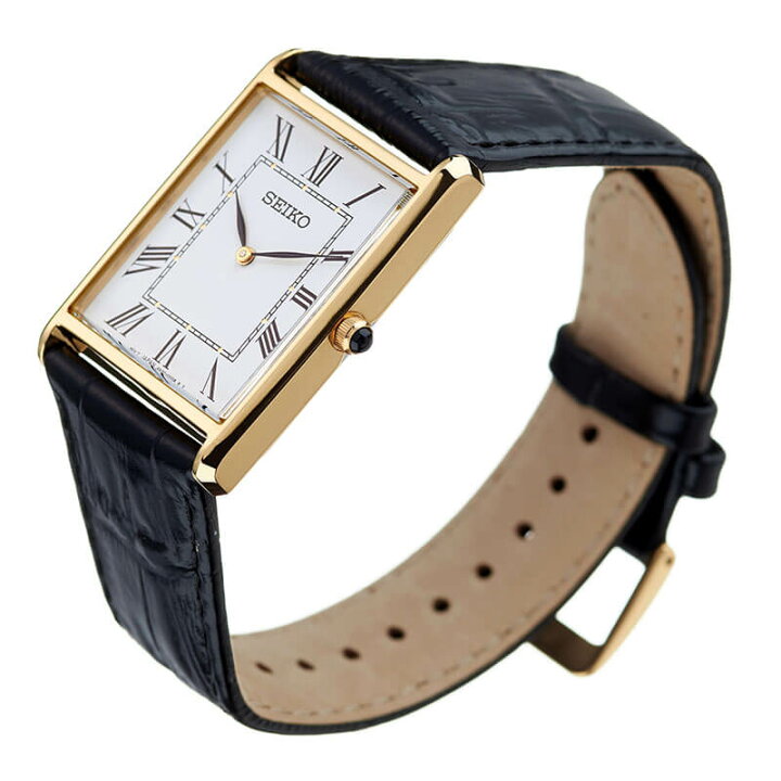 楽天市場 セイコー 腕時計 Seiko 時計 メンズ 男性 革ベルト レザー ホワイト ブラック ゴールド スクエア 長方形 アンティーク レトロ ペア 夫 彼氏 記念日 スーツ カジュアル シンプル 人気 おすすめ おしゃれ ブランド プレゼント ギフト ブランドアクセと腕時計の