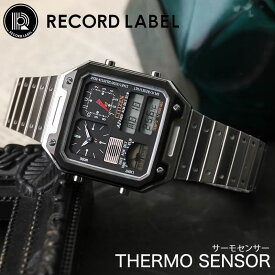 シチズン 腕時計 CITIZEN 時計 レコードレーベル サーモセンサー RECORD LABEL THERMO SENSOR ユニセックス JG2126-69E ブラック シルバー クォーツ 人気 おすすめ おしゃれ ブランド プレゼント ギフト 観光 旅行 遠足 新生活 入学 卒業