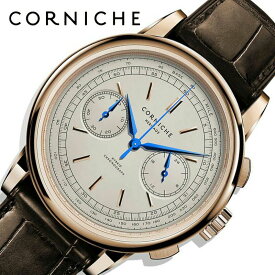 コーニッシュ 腕時計 CORNICHE 時計 ヘリテージ・クロノグラフ Heritage Chronograph メンズ CW-HC-GWB 男性 ホワイト ブラウン ハイブリッドムーブメント メカクォーツ セイコー 製 ムーブメント Seiko VK64 人気 おしゃれ ブランド プレゼント ギフト 新生活