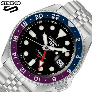 セイコー 腕時計 SEIKO 時計 ファイブスポーツ 5sports SKX GMT メンズ ブラック シルバー メタル ベルト 機械式 自動巻き SBSC021 人気 おすすめ おしゃれ かっこいい シンプル カジュアル ビジネス