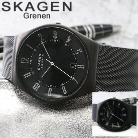 スカーゲン 時計 SKAGEN 腕時計 GRENEN メンズ 男性 プレゼント ギフト 人気 ブランド 定番 シンプル 見やすい メッシュベルト カレンダー 日付 黒 ブラック グレー ビジネス スーツ 仕事 オフィス 彼氏 夫 息子 父親 父 誕生日 記念日 入学 卒業 就職 新生活