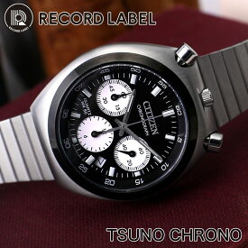 ＼ 逆パンダ ／シチズン 腕時計 CITIZEN 時計 レコードレーベル ツノクロノ RECORD LABEL TSUNO CHRONO 復刻 パンダ クロノグラフ ユニセックス 限定 ブラック クォーツ 電池式 高級 ビジネス AN3660-81E 人気 おしゃれ ブランド プレゼント ギフト バンド レトロ 新生活