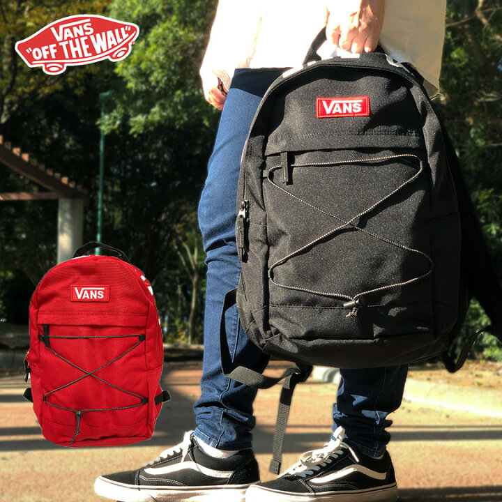 楽天市場 Vans バンズ リュック メンズ レディース 通学 大容量 男子 女子 中学生 高校生 部活 入学 大学生 赤 バッグ 送料無料 男女 ブランド 軽量 ヴァンズ Elastic Blaid Backpack バックパック ボックス ブラック レッド ロゴ スケート スケーター