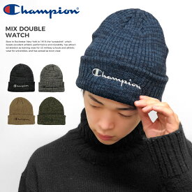 チャンピオン ニット帽 キャップ Champion スノボ スノーボード ゆうパケット ニットキャップ MIXダブルワッチ ロゴ CAP ブラック グレー ブルー ネイビー 帽子 メンズ レディース ワンポイント スポーツ かわいい ブランド コーデ