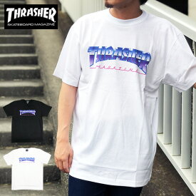 【残り僅か30％オフ中】スラッシャー THRASHER Tシャツ ブランド メンズ レディース MIDNIGHT CHROME TEE ミッドナイト クローム 半袖 ロゴ ブラック ホワイト LOGO TEE THRASHER トップス スケート ストリート