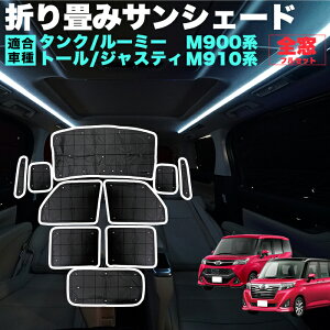 タンク ルーミー トール ジャスティ サンシェード 折り畳み式 黒 ブラック 日除け ひよけ 遮光 カーシェード 車中泊 駐車場 紫外線 UVカット 仮眠 防災グッズ アウトドア キャンプ 内装 FJ5385