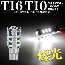 T10 T13 T15 T16 LED バルブ 1000LM ウェッジ球 SMD LED 30発 バックランプ ポジション 球 スモール球 ルーム球 ナンバー灯 ライセンス灯 FJ5726