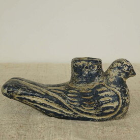 鳩のロウソク立て 陶器 置き物 オブジェ タイの焼き物 青 送料無料