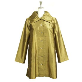 【タイフェアクーポンで15%オフ】ジャケット タイシルク 大きな衿 ゴールド シルク100% ミセス シニア 40代 50代 60代 70代 80代 大人服 きゃらファッションオリジナル 送料無料