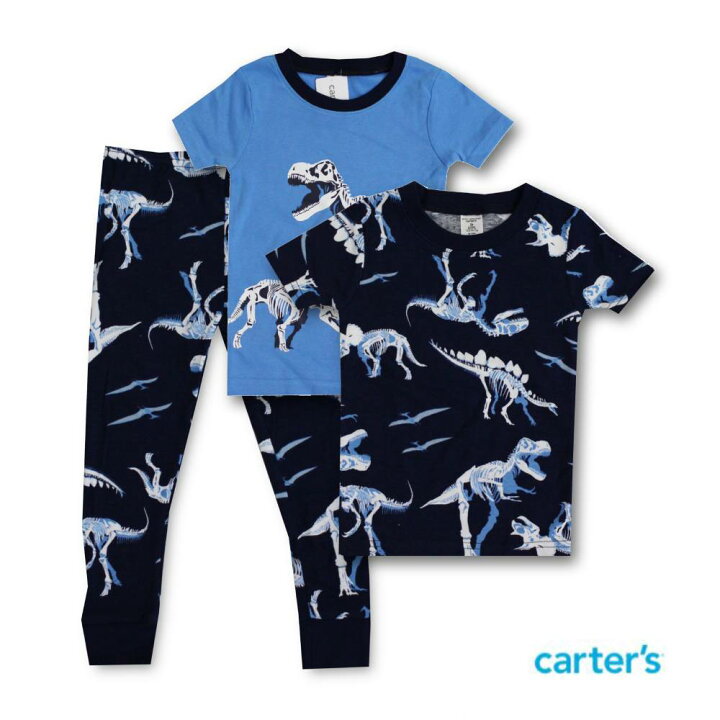 楽天市場 メール便送料無料 コストコ通販 カーター Carter S 男の子恐竜 ダイナソー男子100 110 1 子供服 3点セット パジャマ 部屋着 5 2tサイズ 綿100 4歳 3歳 5歳 6歳 7歳 Costco キャラメルカフェ