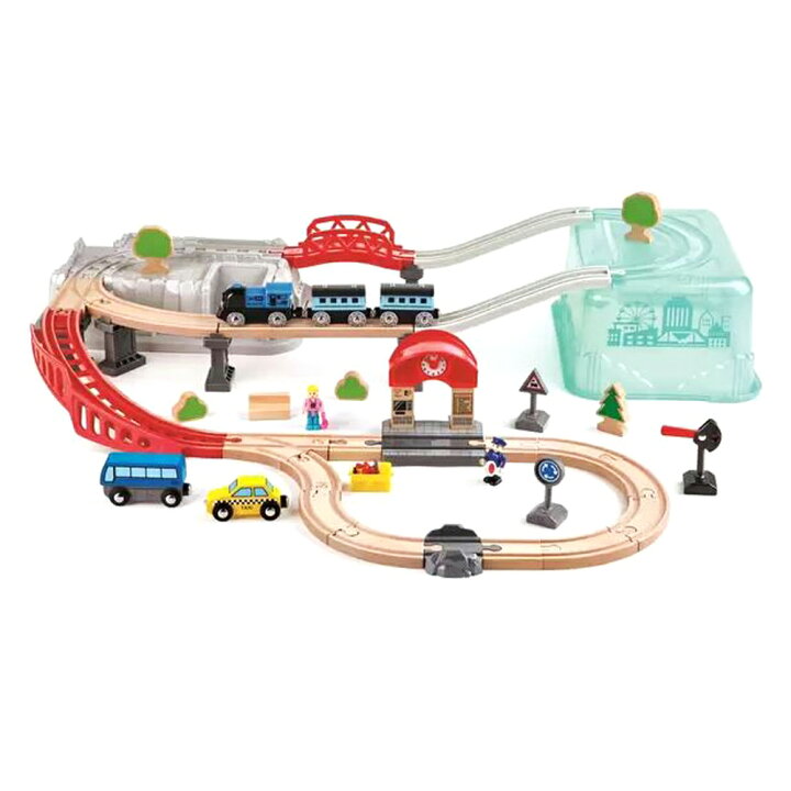 楽天市場】【 Hape ハペ 】 電池で動く 機関車とシティ レールセットお 