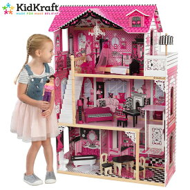 【 KidKraft 】 キッドクラフト 【 アメリア 】 ドールハウス Amelia Doll House正規品 おままごと ままごとセット 木製 ミニチュア おもちゃ ピンク ブラック 黒 誕生日 プレゼントに お人形 Kid Kraft