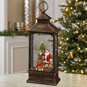即納 クリスマス LEDライト付 ホリデーランタンライトアップ ウォーターグローブ タイマー スノードーム サンタクロース スノーマン ツリー デコレーション 装飾 飾り 北欧 置物 室内 グリッ