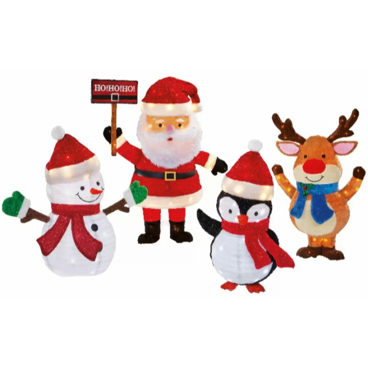 楽天市場】クリスマス サンタとそのともだちのLEDライト 4体セット 