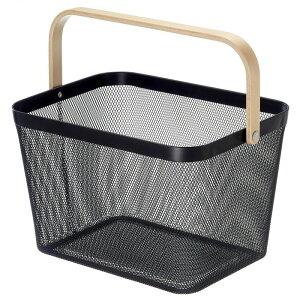 エディフィス メッシュバスケット 収納かご シングルハンドル付 スチール製 38x25.7x23.5cm 大容量 おしゃれ 整理整頓 家庭用 オフィス用 インテリア収納 ギフト対応