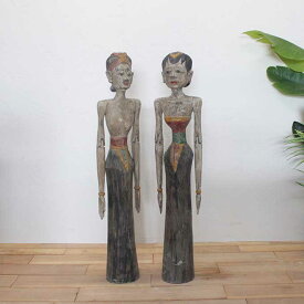 バリニーズ 男女 2体セット アンティーク風 バリ島のオブジェ 置物 H100cm