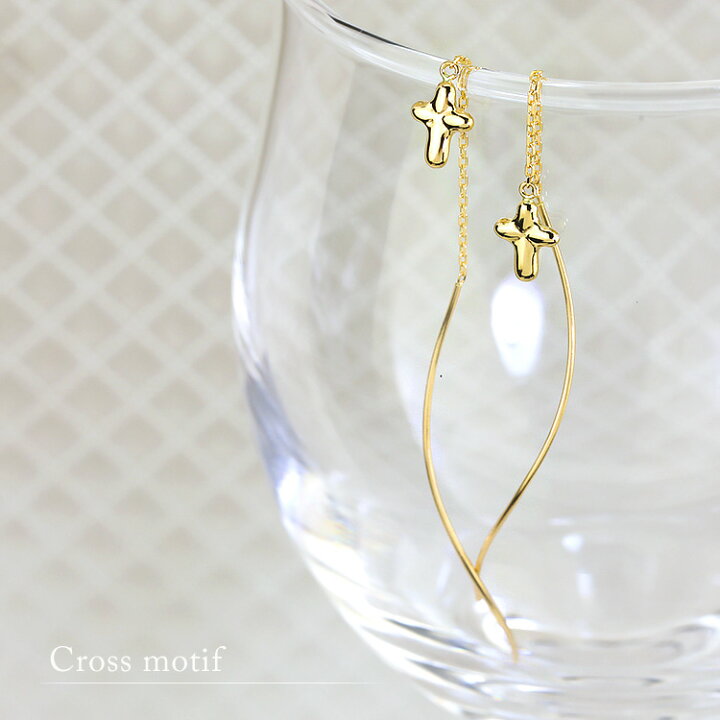 楽天市場】K18クロス&チェーンアメリカンピアス(18k、18金、ゴールド製 