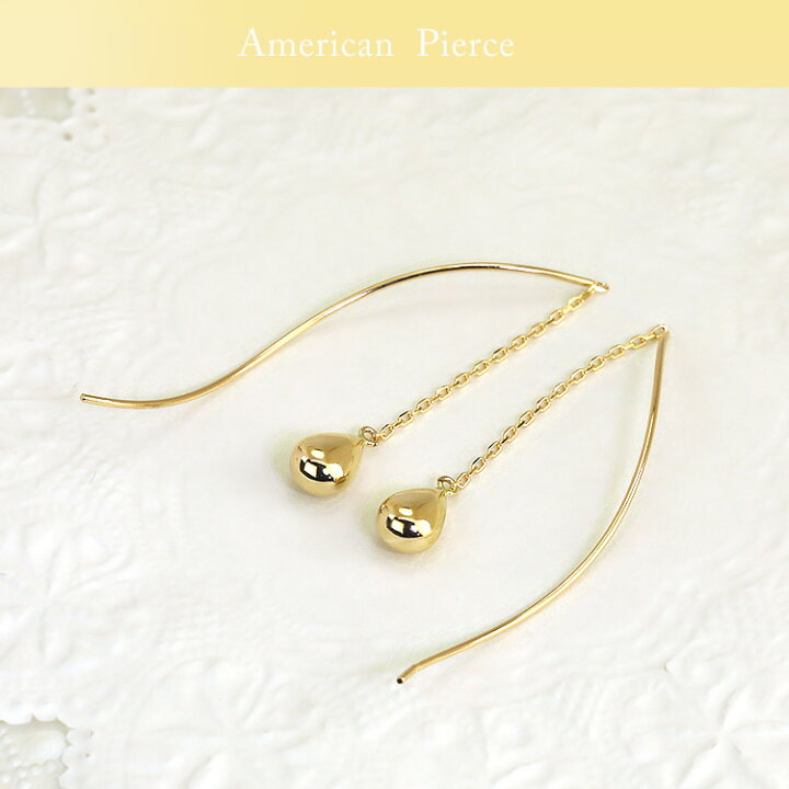 楽天市場】K18ティアドロップ&チェーンアメリカンピアス(18k、18金 