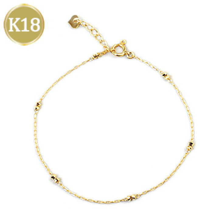 楽天市場】K18 ミラーカット＆粗目小豆チェーンブレスレット(18金 18k 