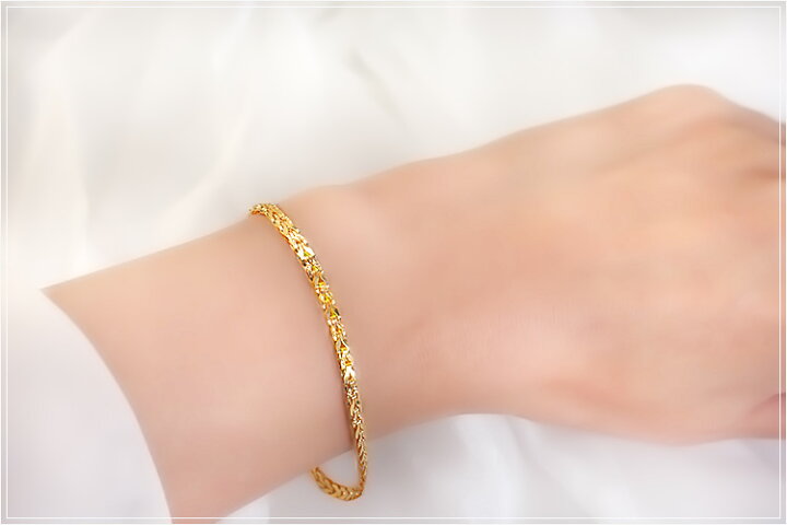 楽天市場】K18 デザインチェーンブレスレット(18金 18k イエロー 