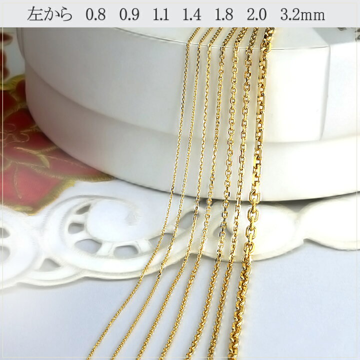 楽天市場】K18 小豆/あずき/あづき/アズキチェーン ネックレス(18k、18  