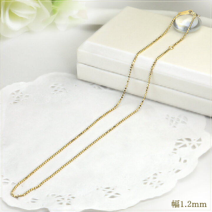 楽天市場】K18 カットボールネックレス チェーン(18k、18金製)(40cm 幅 