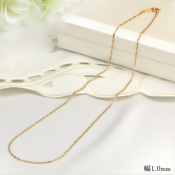 楽天市場】K18PGスクリュー、ネックレス(50cm、幅1.0mm)(18金、18k 