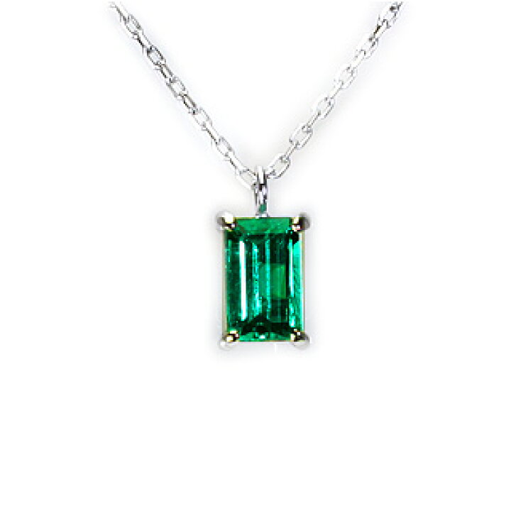 楽天市場】○Ptエメラルドプラチナネックレス(0.46ct、4本爪留め 