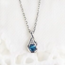 Ptブルートパーズプラチナペンダントトップ(トパーズ0.13ctUP、ダイヤ0.01ct)【Luna】