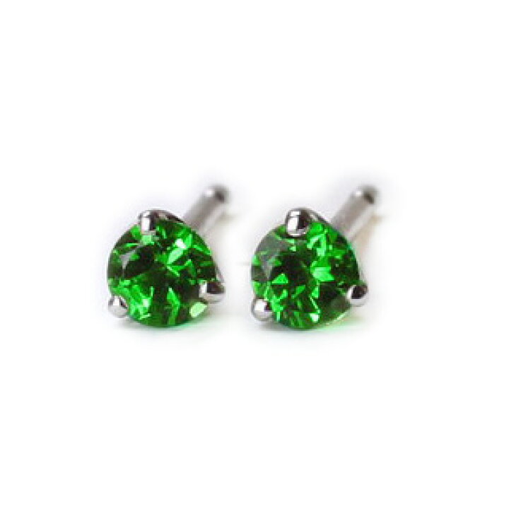 楽天市場】Ptグリーングロッシュラーガーネットプラチナピアス(3mm  
