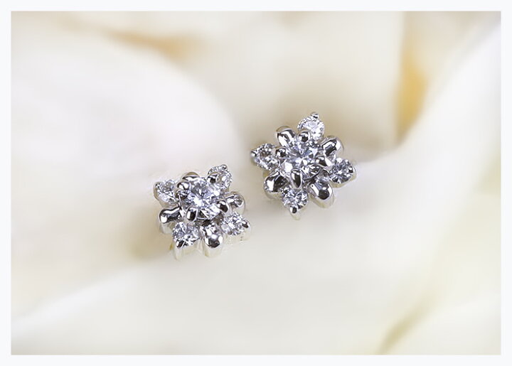 楽天市場】プラチナ(Pt900)ダイヤピアス(0.3ct)(フラワー、結晶 