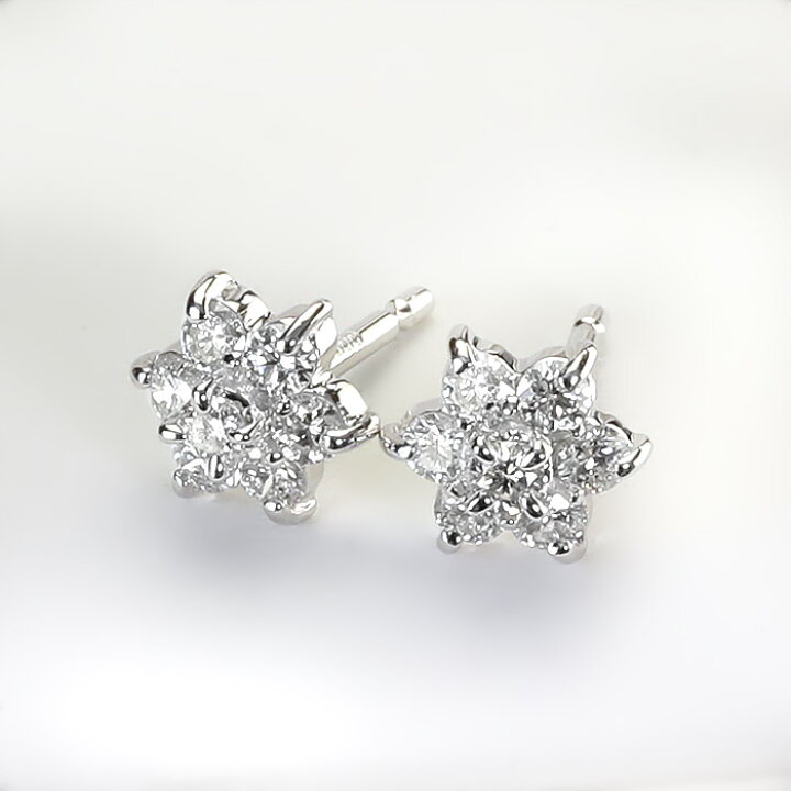楽天市場】プラチナ(Pt900)ダイヤピアス(0.32ct)(フラワー、結晶 