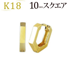 K18中折れ式フープピアス(10mmスクエア)(18金 18k ゴールド製)(22824*6)
