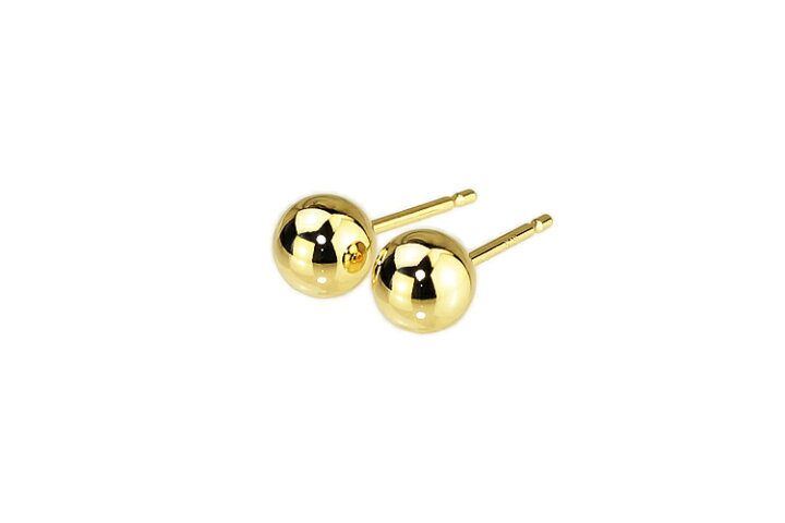 楽天市場】K18 6mm丸玉ピアス(軸太0.9mmX長さ1cmポスト)(18金、18k 