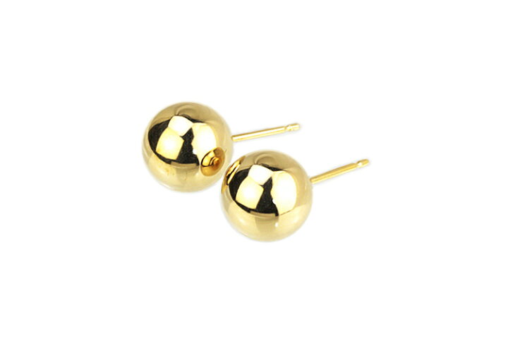 楽天市場】K18 8mm丸玉ピアス(軸太0.9mmX長さ1cmポスト)(18金、18k