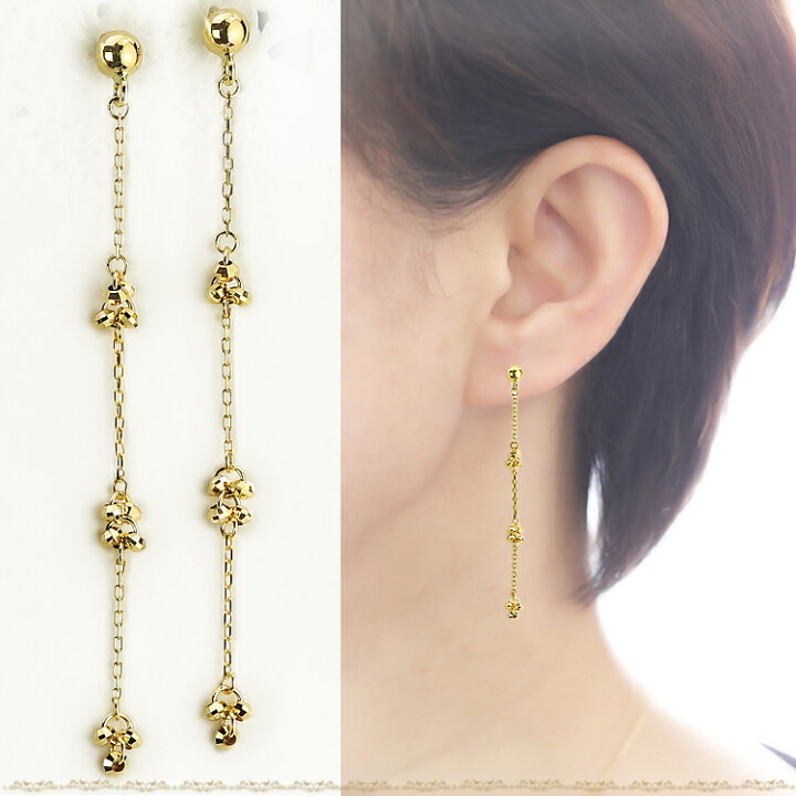 楽天市場】K18揺れるチェーン＆ミラーカットステーションピアス(18k 
