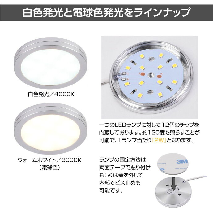 楽天市場】キャンピングカー LEDキャビネットランプ（4個＋ 