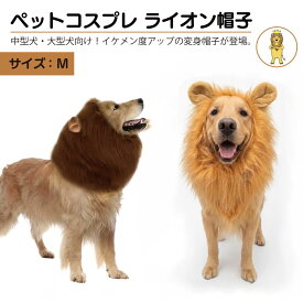 ペット 被り物 帽子 犬 イヌ いぬ 大型犬 中型犬 コスプレ 仮装 コスチューム かわいい カワイイ 可愛い ペットコスプレ 大きいサイズ ライオン Mサイズ 全2カラー PTC-BIGL-M ペット用 らいおん 変身グッズ 撮影 耳付き 写真 お散歩 写真映え 着脱簡単 調整可能