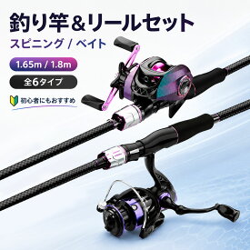 釣り竿 リール セット 1.65m 1.8m スピニングリール ベイトリール 釣竿セット 2ピース バスロッド ルアーロッド 釣り具セット 初心者 カーボン調 EVAグリップ セラミックガイド 湖 川 管理釣り場 海釣り コンパクト 携帯 釣り竿セット