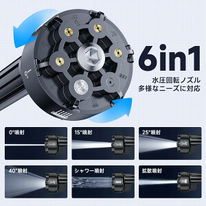 高圧洗浄機 コードレス 充電式 家庭用 洗車 噴射圧力6Mpa 噴射水量6L/min 21V 500W 自吸式 初心者 高圧洗浄器 6段階マルチスプレー フォームガン コンパクト 洗車機強力噴射 軽量 洗車/庭/ベランダ