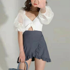 華やかな雰囲気を演出する INSスタイル 新作 ワンピース水着 パフスリーブ スリム 温泉