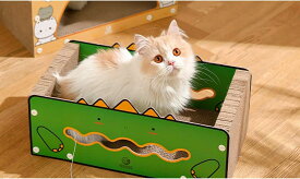 箱型爪磨き 縦置き猫ベッド 四角形 強化段ボール ネコの爪とぎ おもちゃ付き 家具傷防止 耐荷重 簡単収納 耐噛み ガリガリ 運動不足解消 寂しさ対策
