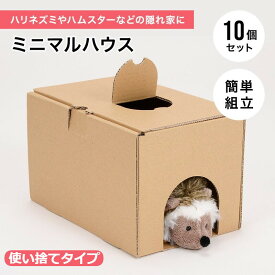 小動物ハウス ペットハウス 家 段ボール ダンボールハウス ペット用品 持ち運び 使い捨て 寝床 ハムスター ハリネズミ チンチラ モルモット リス モモンガ デグー 小動物 組み立て式 組立簡単 10枚入り 大きめ