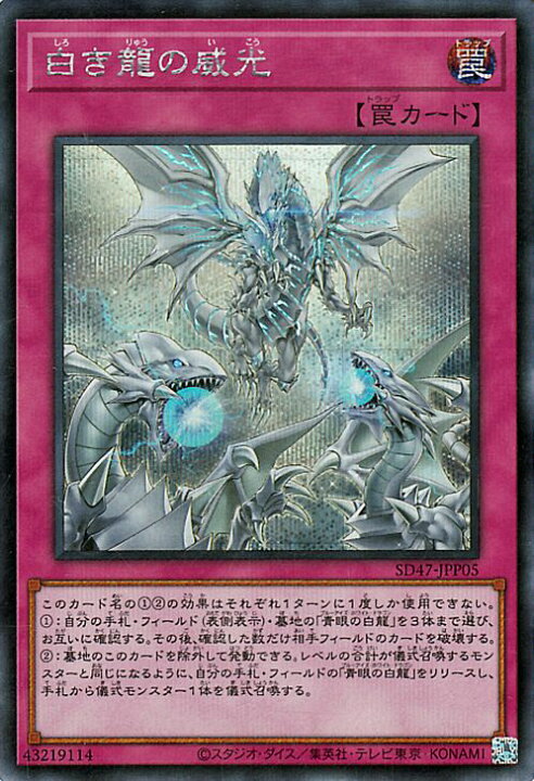楽天市場】遊戯王カード 白き龍の威光(シークレットレア 