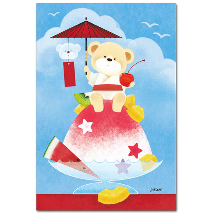 楽天市場 ほんわかあったかポストカード しろくまさんのかき氷 かわいい絵葉書 ポストカードと和雑貨の和道楽