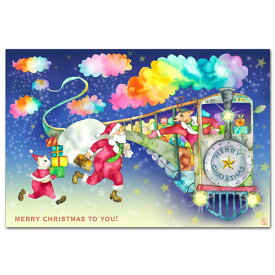えかき雲屋・クリスマスポストカード「サンタは大忙し」
